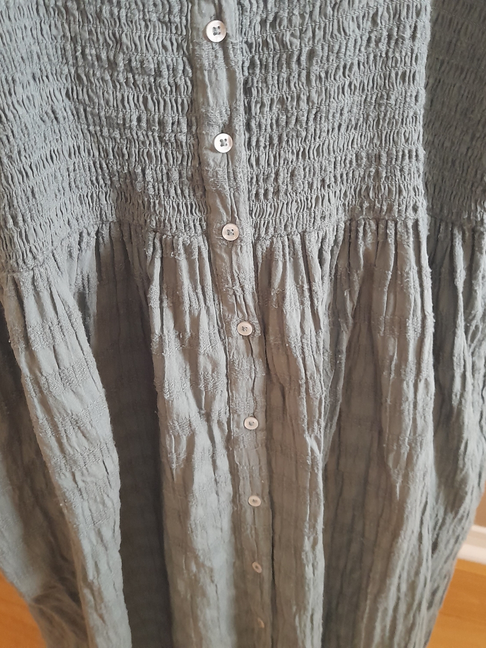 aerie Dusty Green Tie‑Shoulder Smocked Maxi Dress - Picture 4 of 8